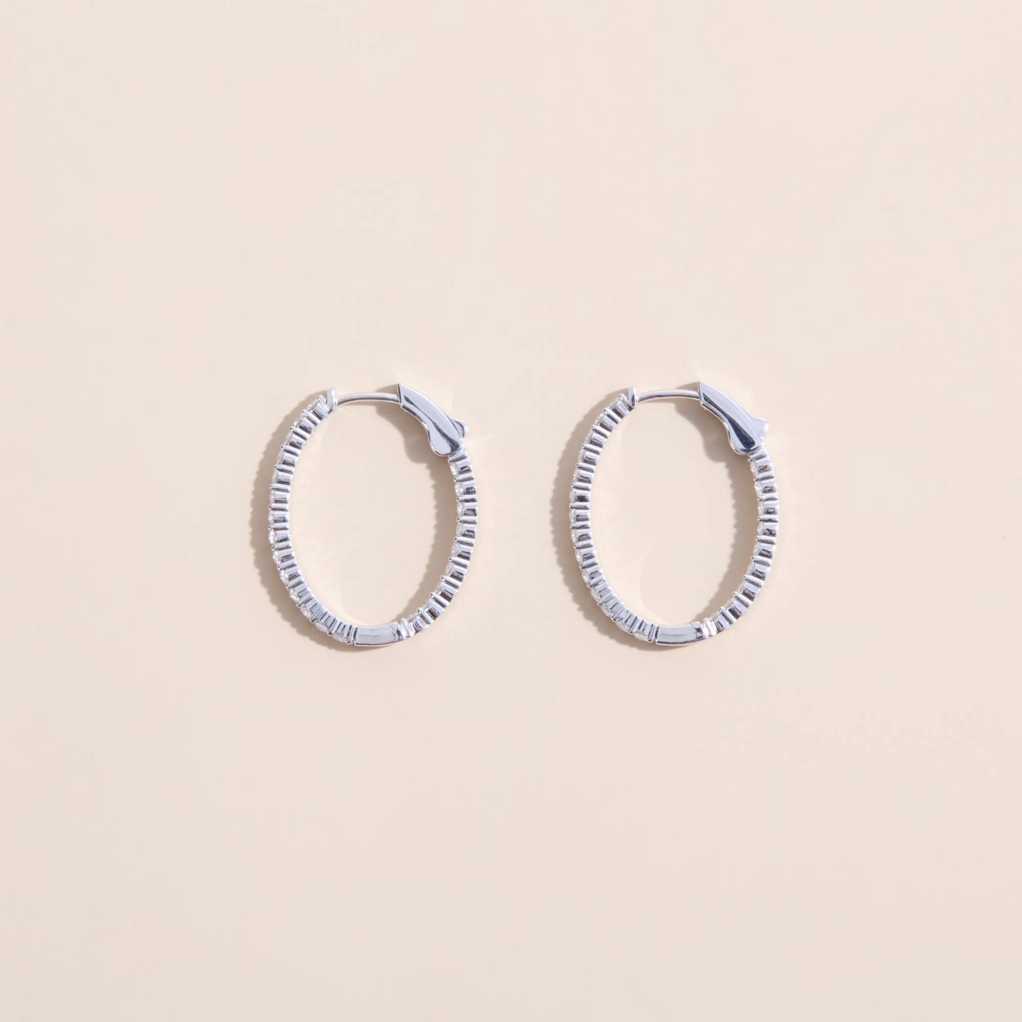 Lab Grown Diamond Oval Hoop Earring, Lucia - 2 mm