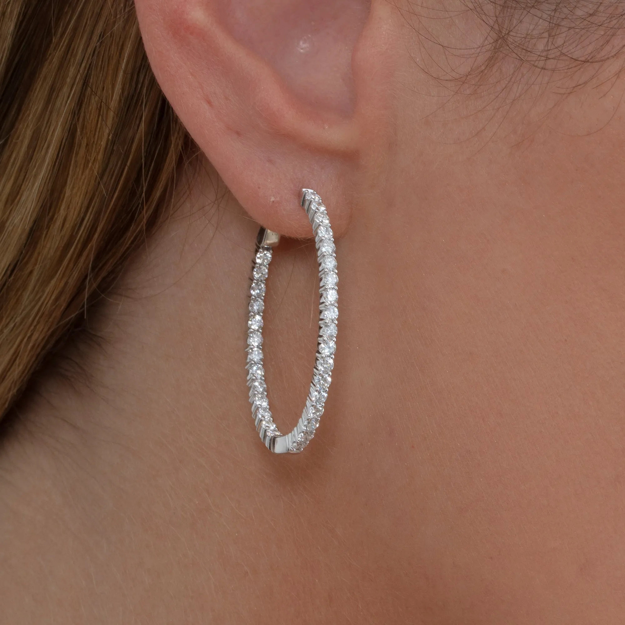 Lab Grown Diamond Oval Hoop Earring, Lucia - 2 mm
