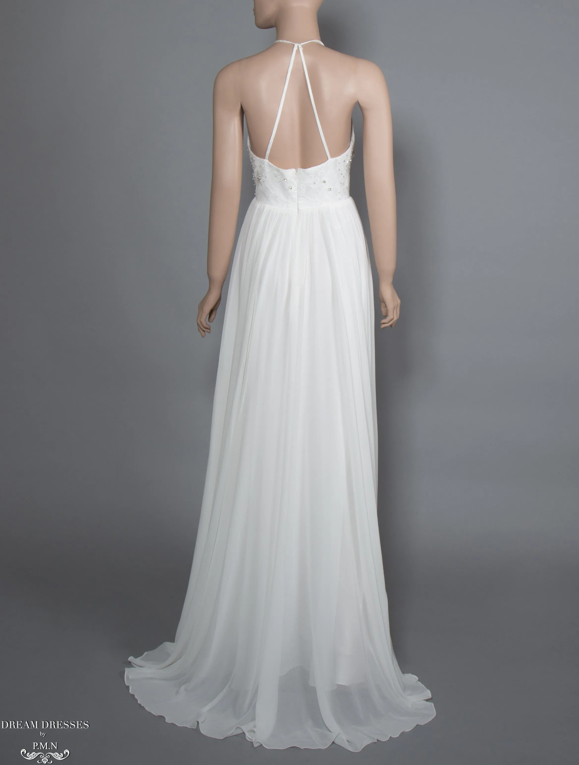 Lace and Chiffon Bohemian Wedding Dress (#Calida)