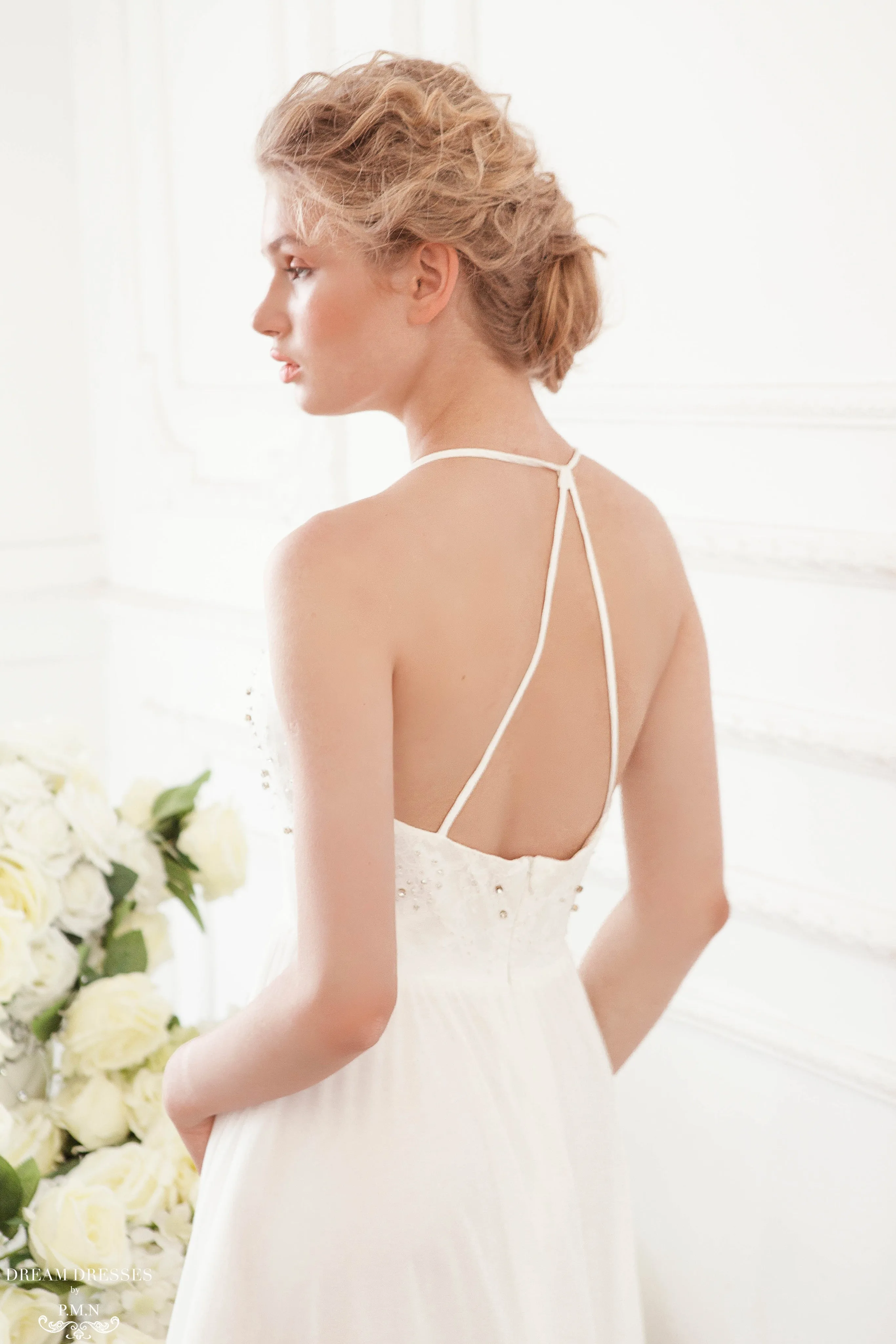 Lace and Chiffon Bohemian Wedding Dress (#Calida)