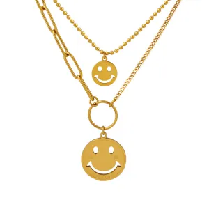 Layered Titanium Pendant Necklace Set with Splicing Chain for Women