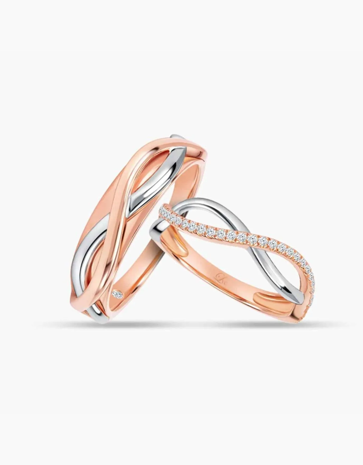 LVC Desirio Destiny Wedding Band in White and Rose Gold