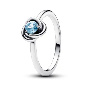 March Sea Aqua Blue Eternity Circle Ring