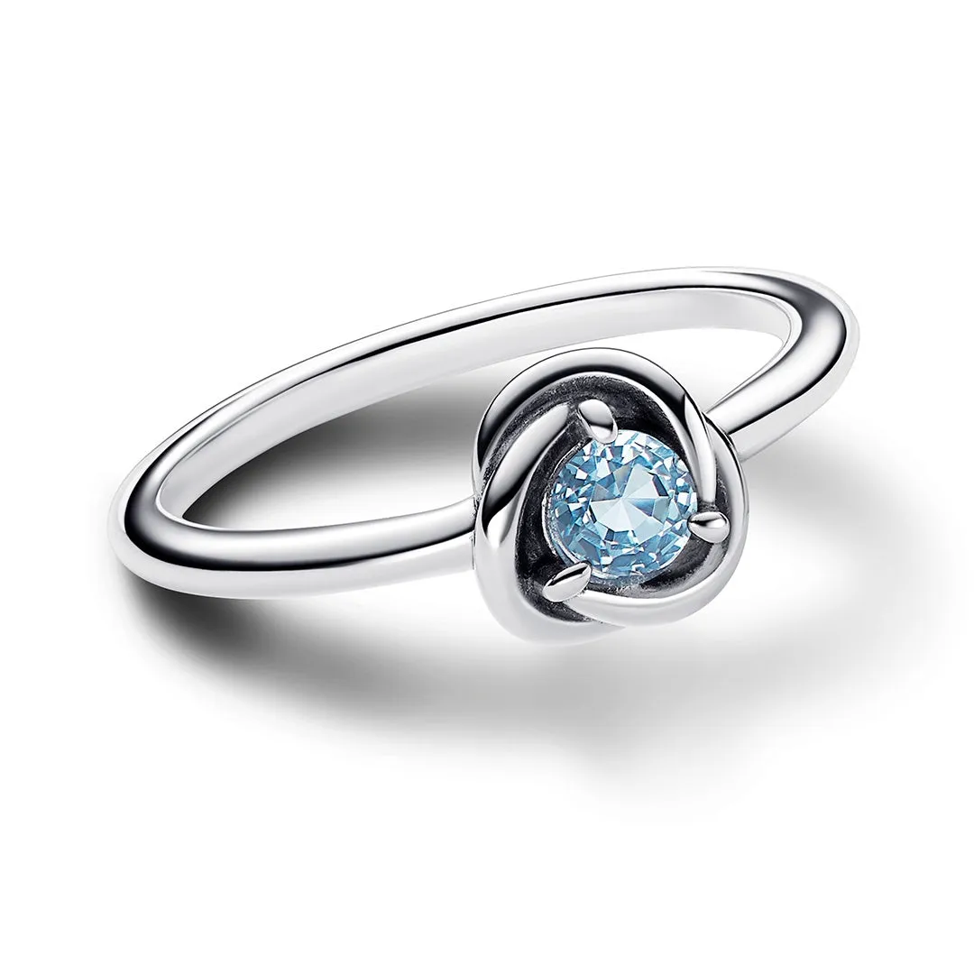 March Sea Aqua Blue Eternity Circle Ring