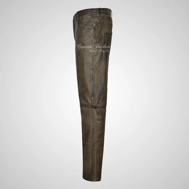 Mens 501 Leather Jeans Leather Pants Soft Leather