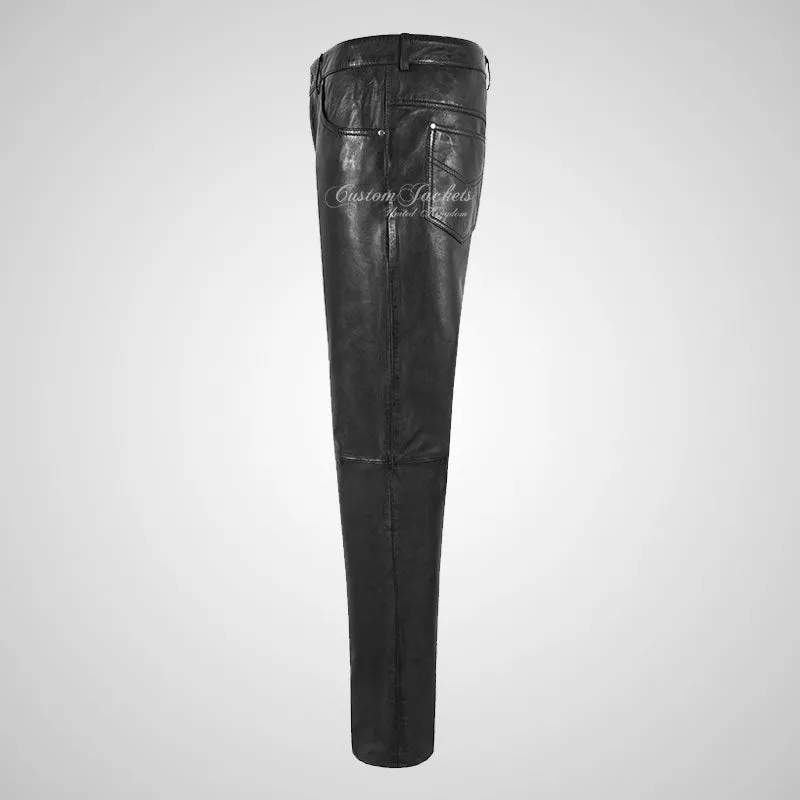 Mens 501 Leather Jeans Leather Pants Soft Leather