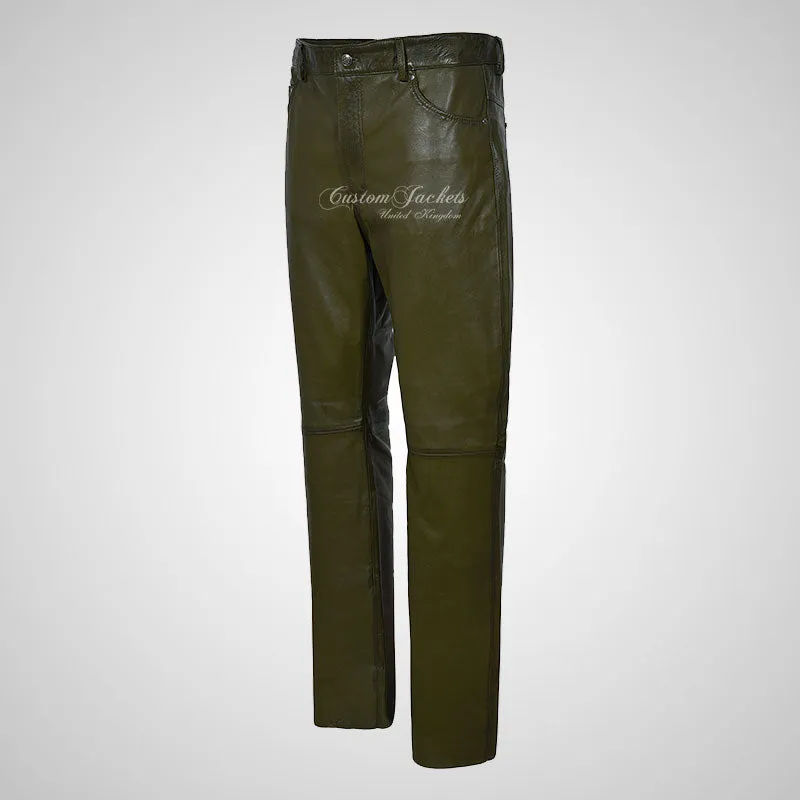 Mens 501 Leather Jeans Leather Pants Soft Leather
