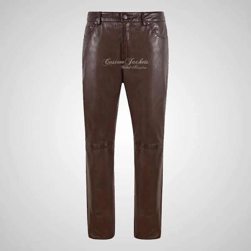 Mens 501 Leather Jeans Leather Pants Soft Leather