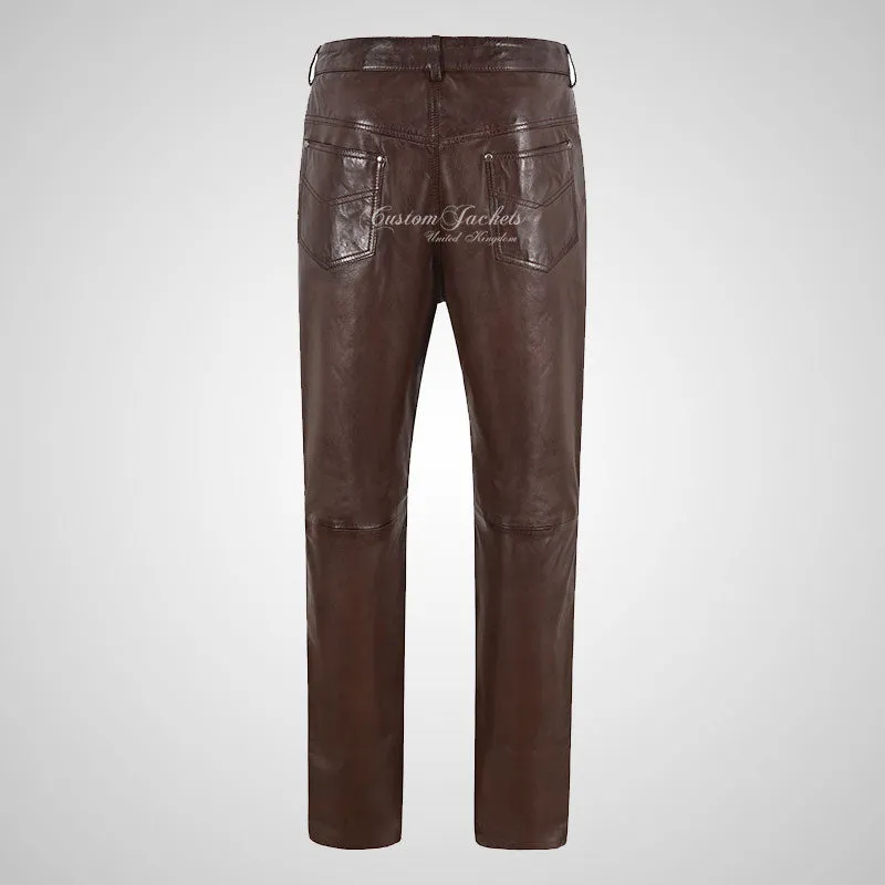 Mens 501 Leather Jeans Leather Pants Soft Leather