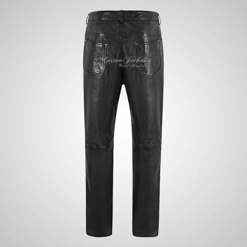 Mens 501 Leather Jeans Leather Pants Soft Leather
