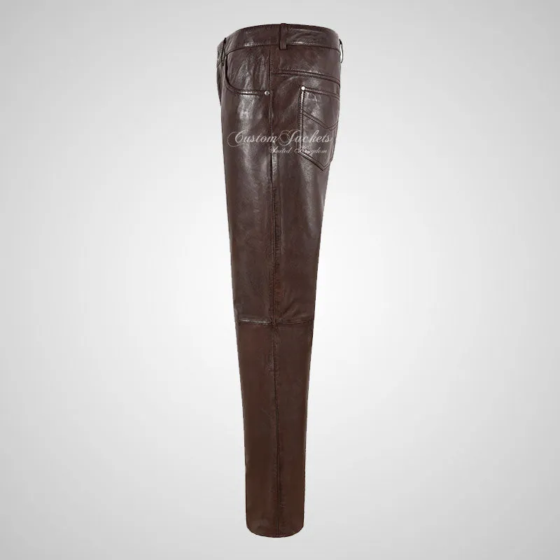 Mens 501 Leather Jeans Leather Pants Soft Leather