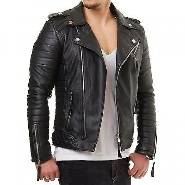 Men's Black Genuine Leather Jacket