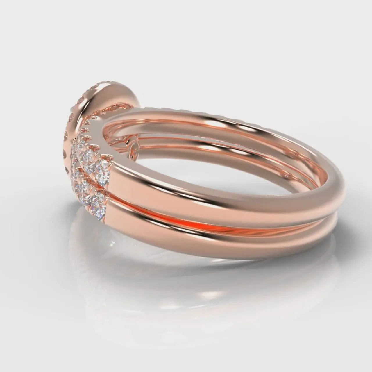 Micropavé Oval Diamond Halo Bridal Set - Rose Gold