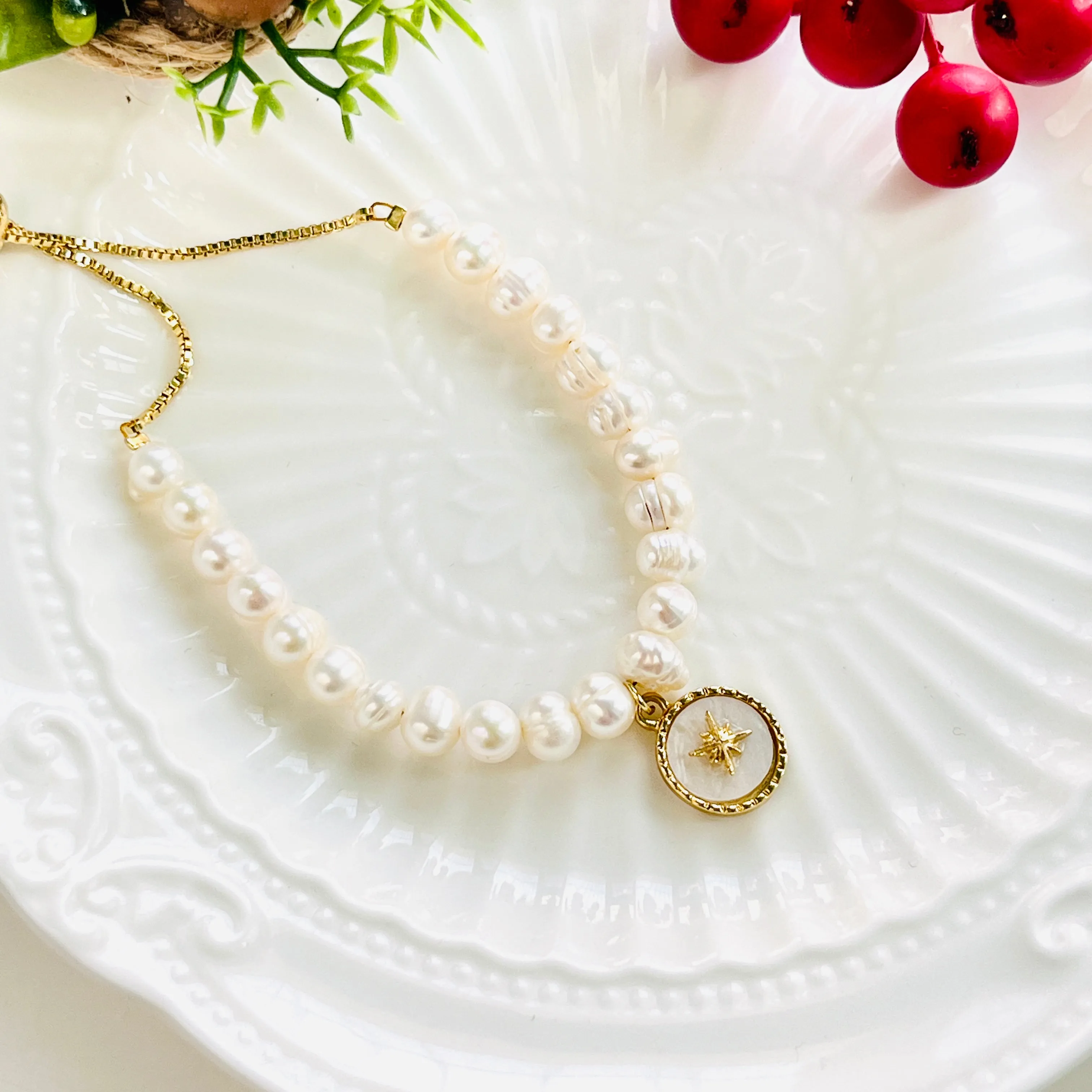 Octet Star Freshwater Pearl Bracelet