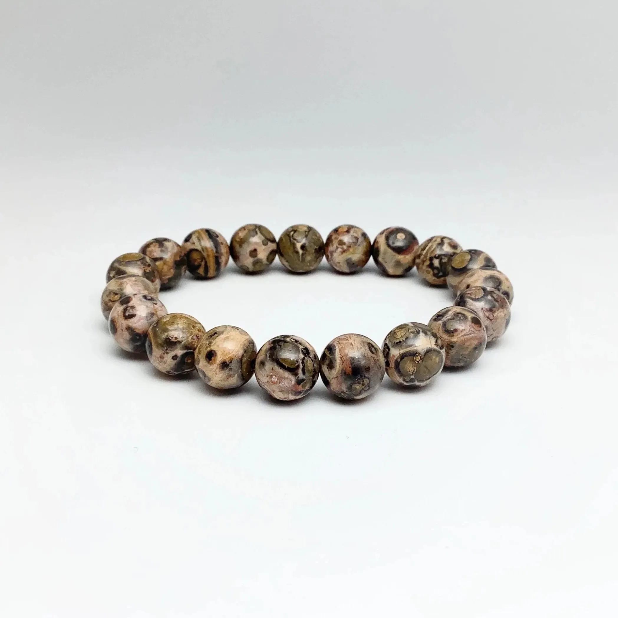 Orange Leopardskin Jasper Beaded Bracelet