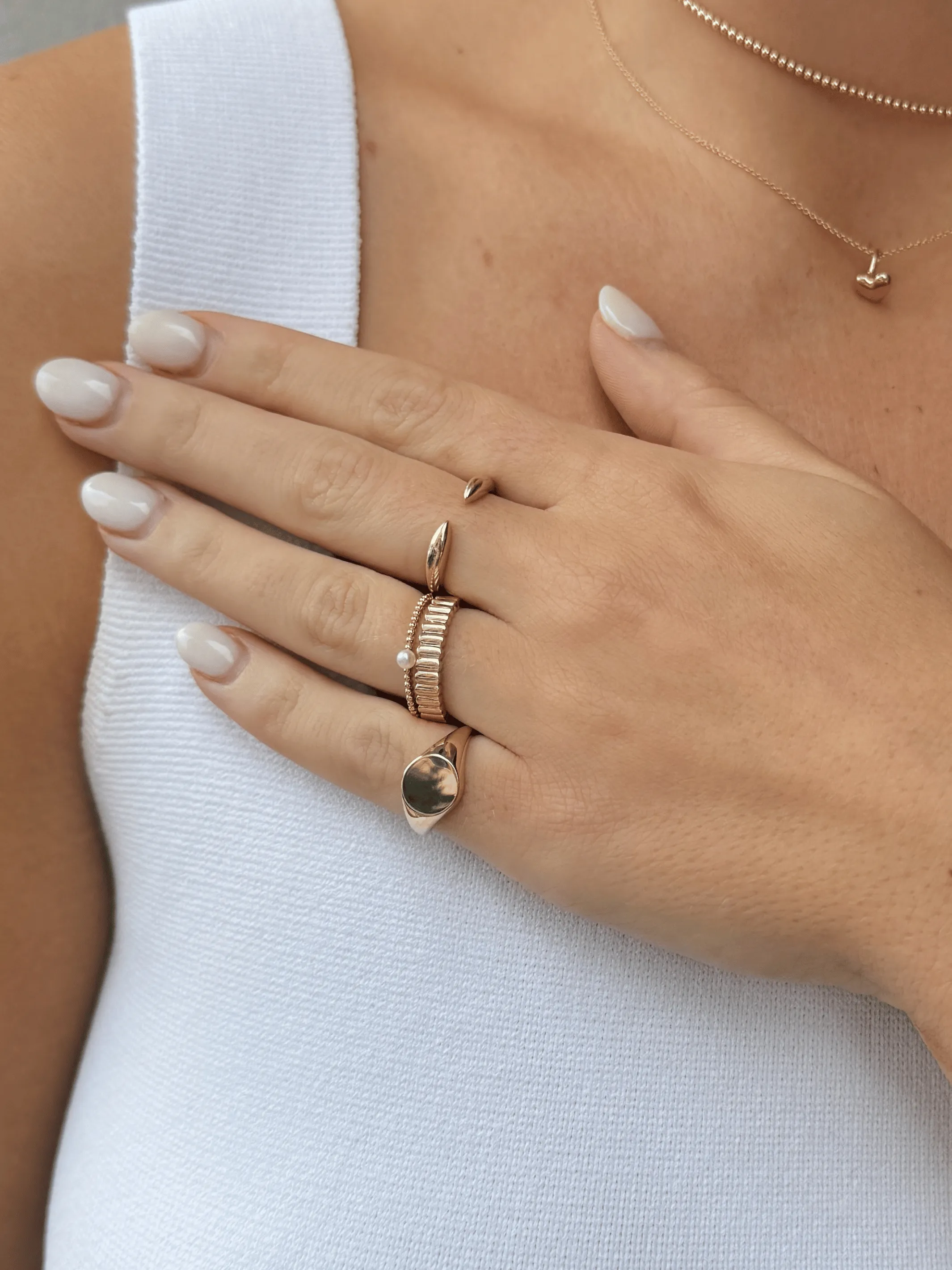 Pearl Beaded Ring 14K