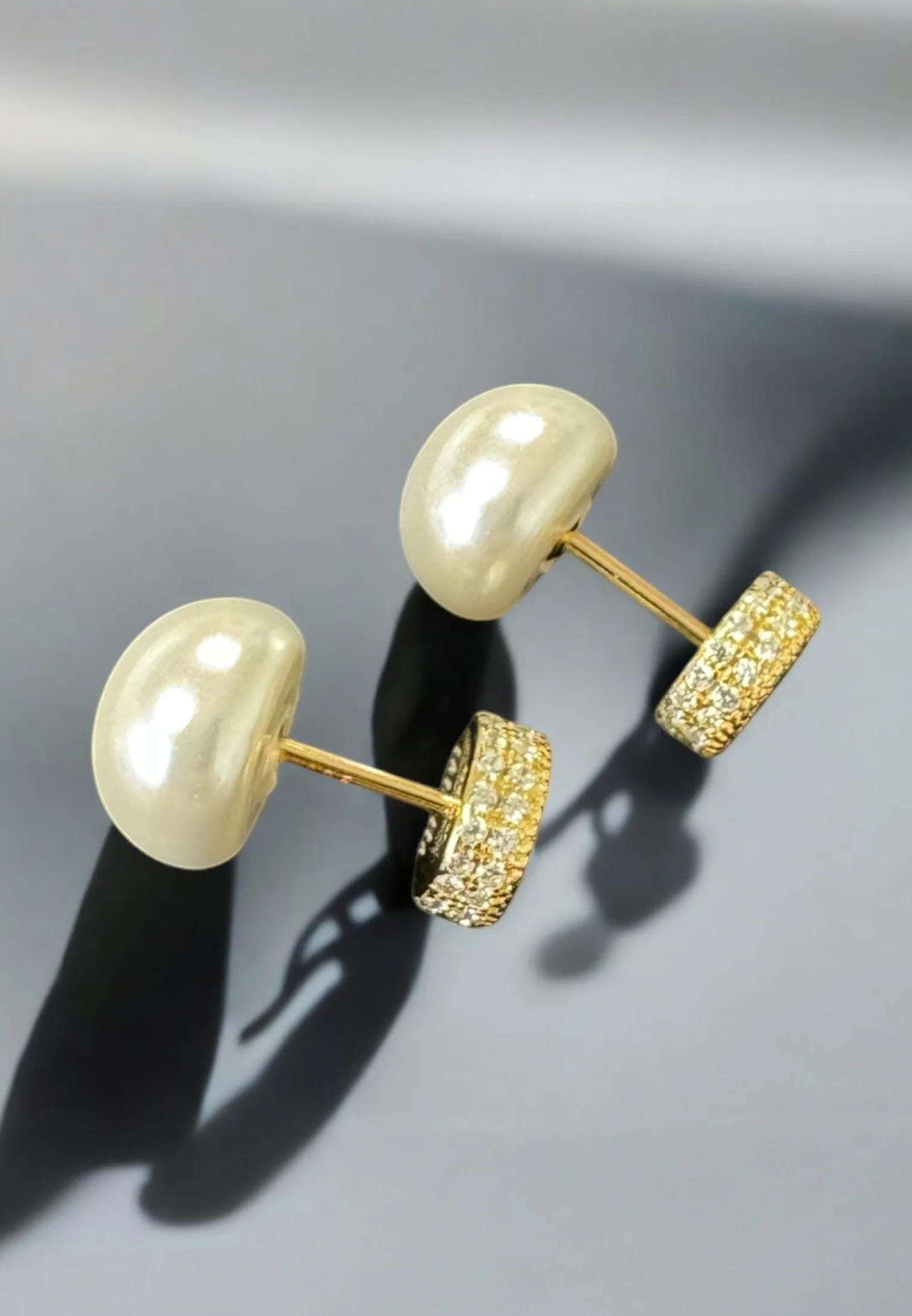 Pearl Reversible Stud Earrings Gold