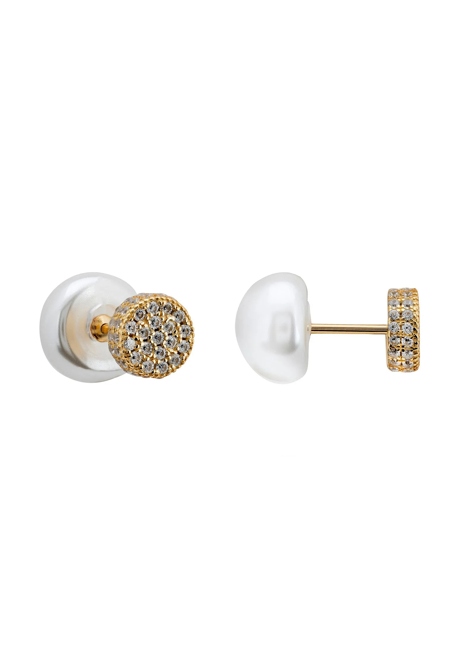 Pearl Reversible Stud Earrings Gold