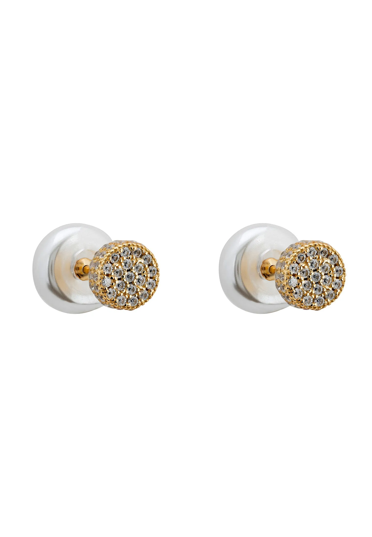 Pearl Reversible Stud Earrings Gold