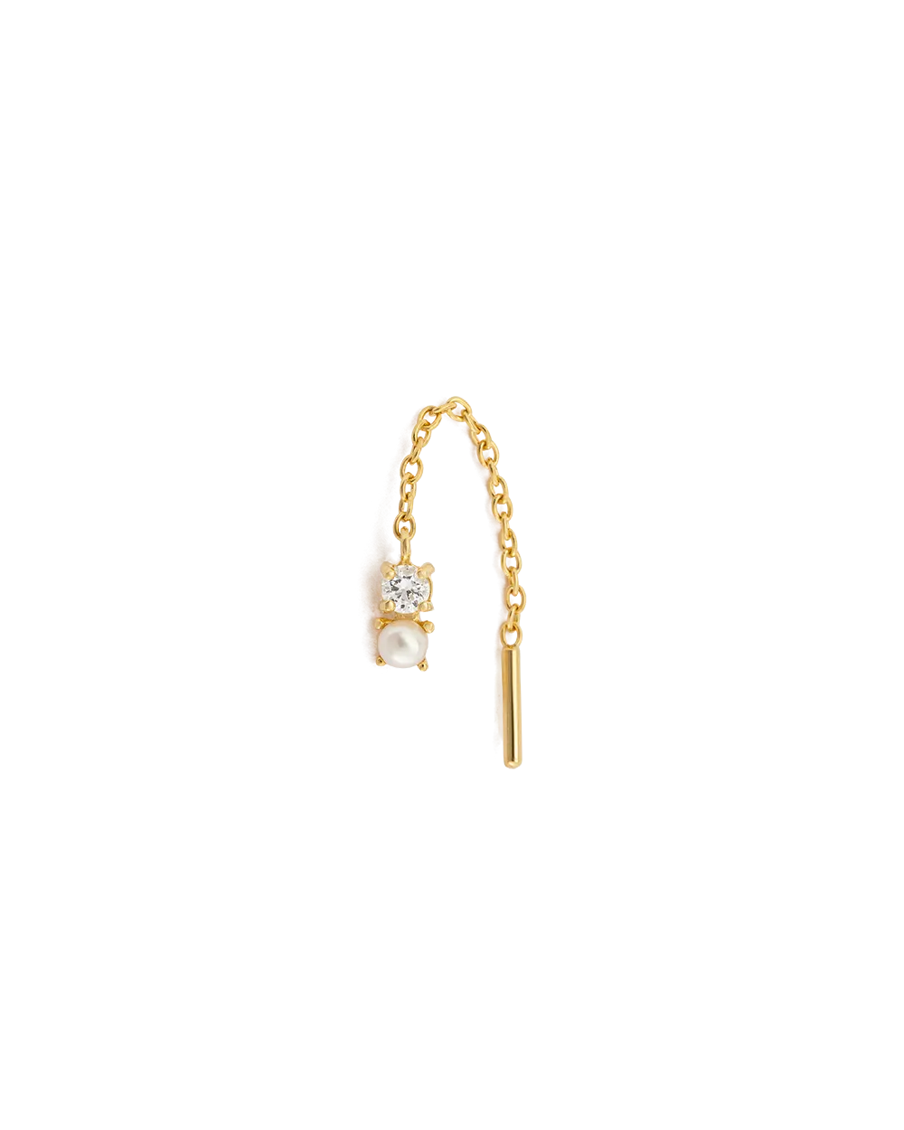 PEARL TOPAZ THREADER (18K GOLD PLATED)
