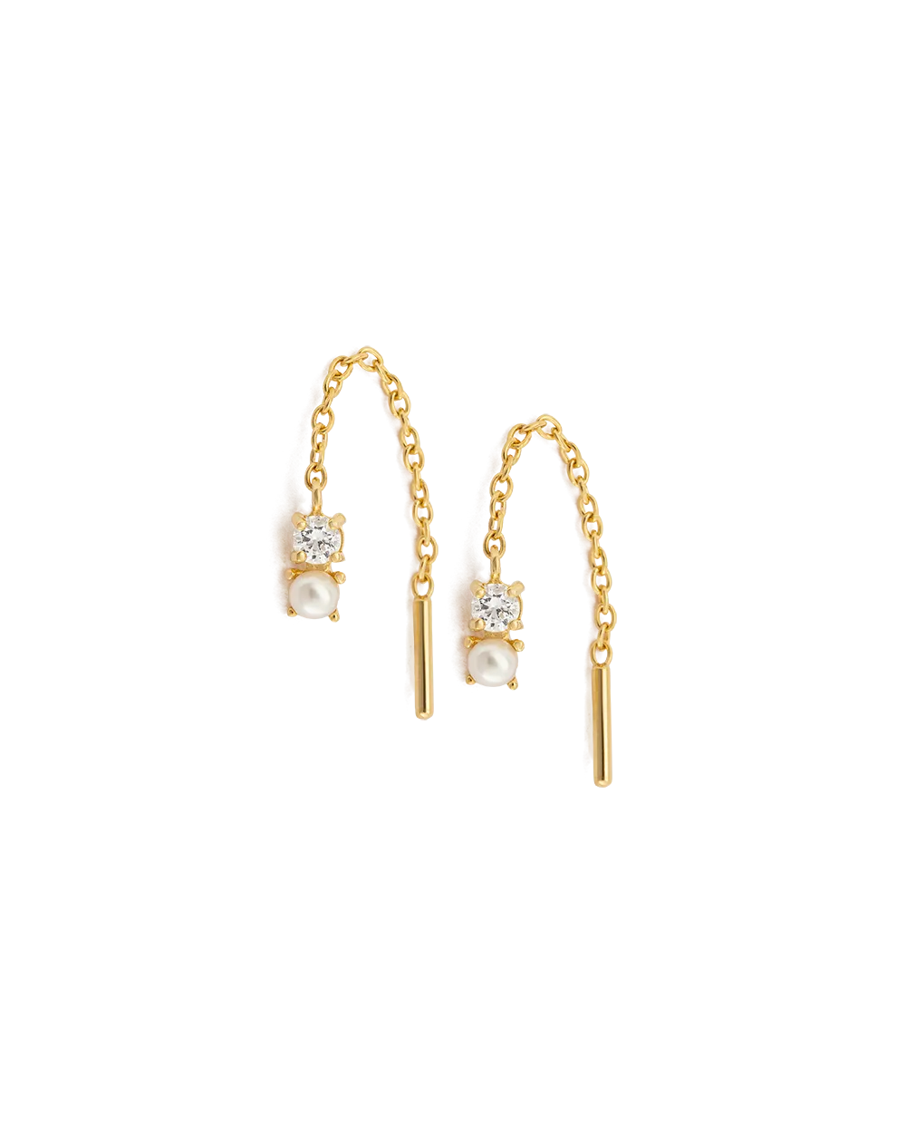 PEARL TOPAZ THREADER (18K GOLD PLATED)