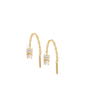 PEARL TOPAZ THREADER (18K GOLD PLATED)