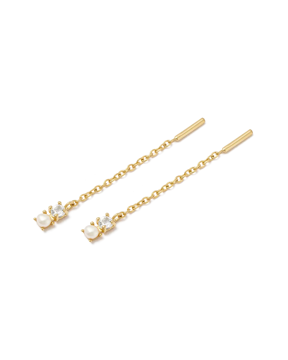 PEARL TOPAZ THREADER (18K GOLD PLATED)