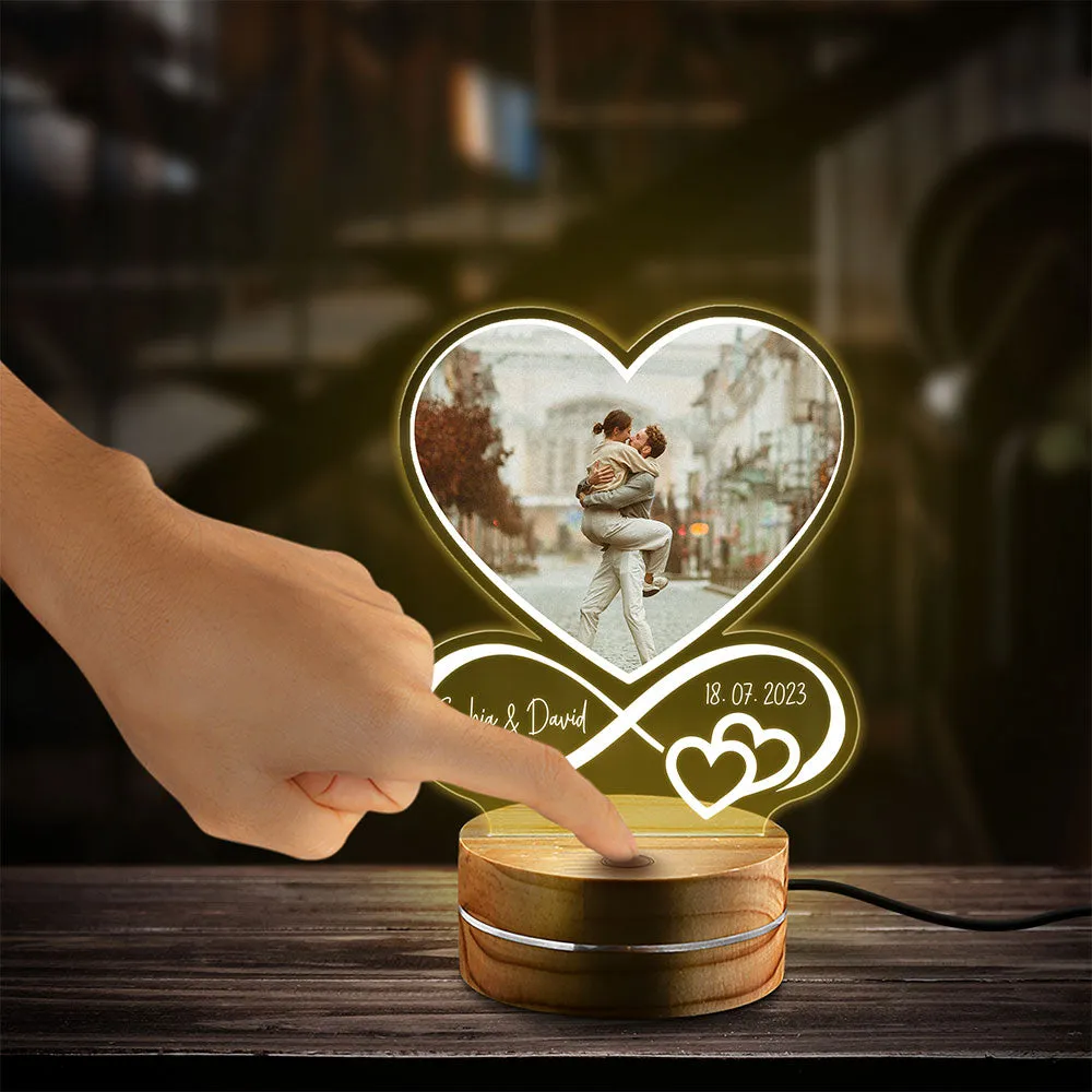 Personalized Couple Night Light Heart Design With Custom Photo