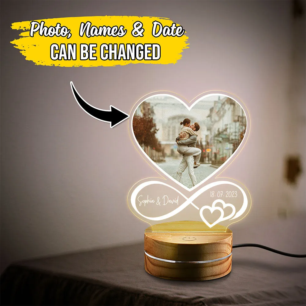 Personalized Couple Night Light Heart Design With Custom Photo