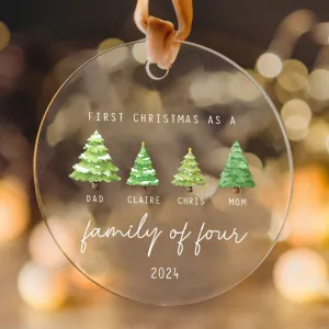 Personalized Family Ornament with Christmas tree, Custom Xmas Tree Ornament AV03-15