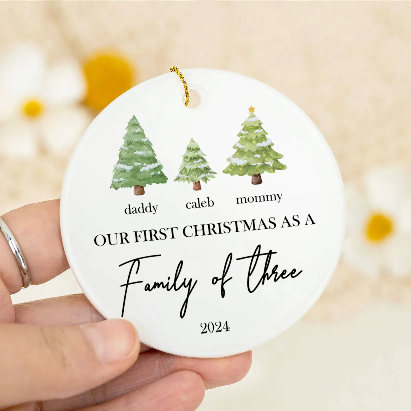 Personalized Family Ornament with Christmas tree, Custom Xmas Tree Ornament CX01-22