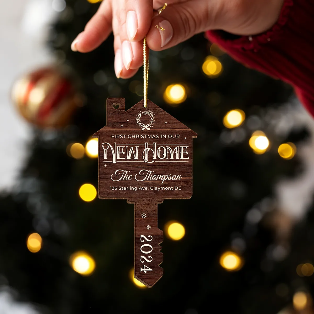 Personalized New Home Ornament - Custom Shaped Wooden Ornament, First Christmas in Our New Home Christmas Ornament, Gifts for Family, Housewarming