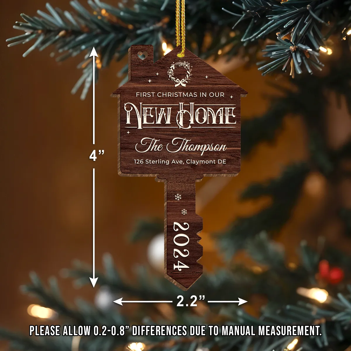 Personalized New Home Ornament - Custom Shaped Wooden Ornament, First Christmas in Our New Home Christmas Ornament, Gifts for Family, Housewarming