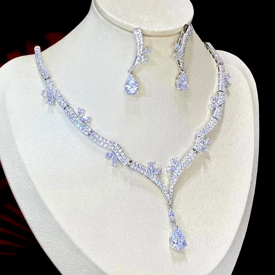 "Annabel" - Silver Cubic Zirconia Bridal Jewelry Set