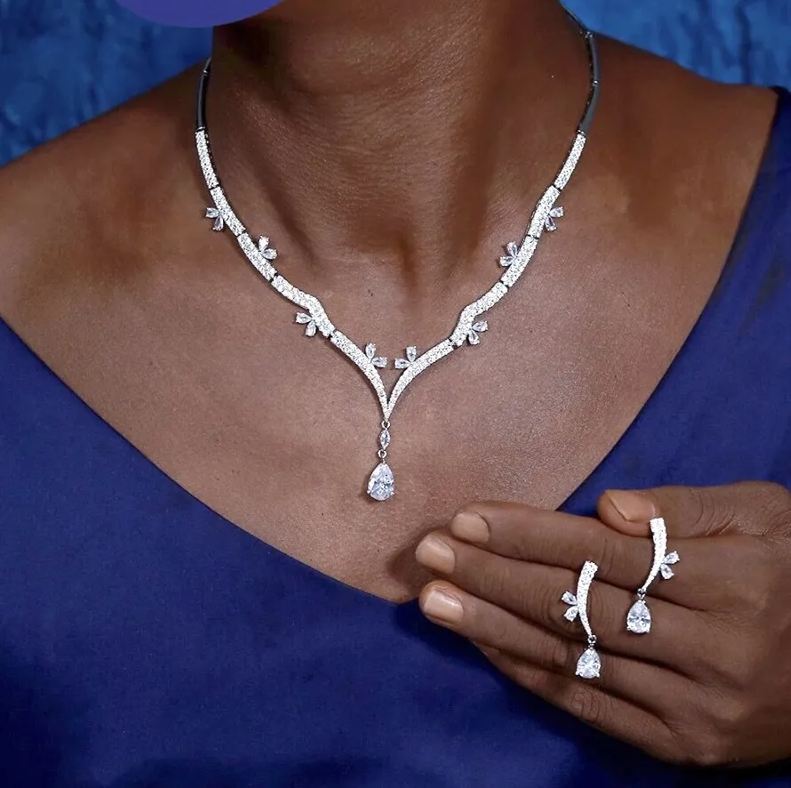 "Annabel" - Silver Cubic Zirconia Bridal Jewelry Set