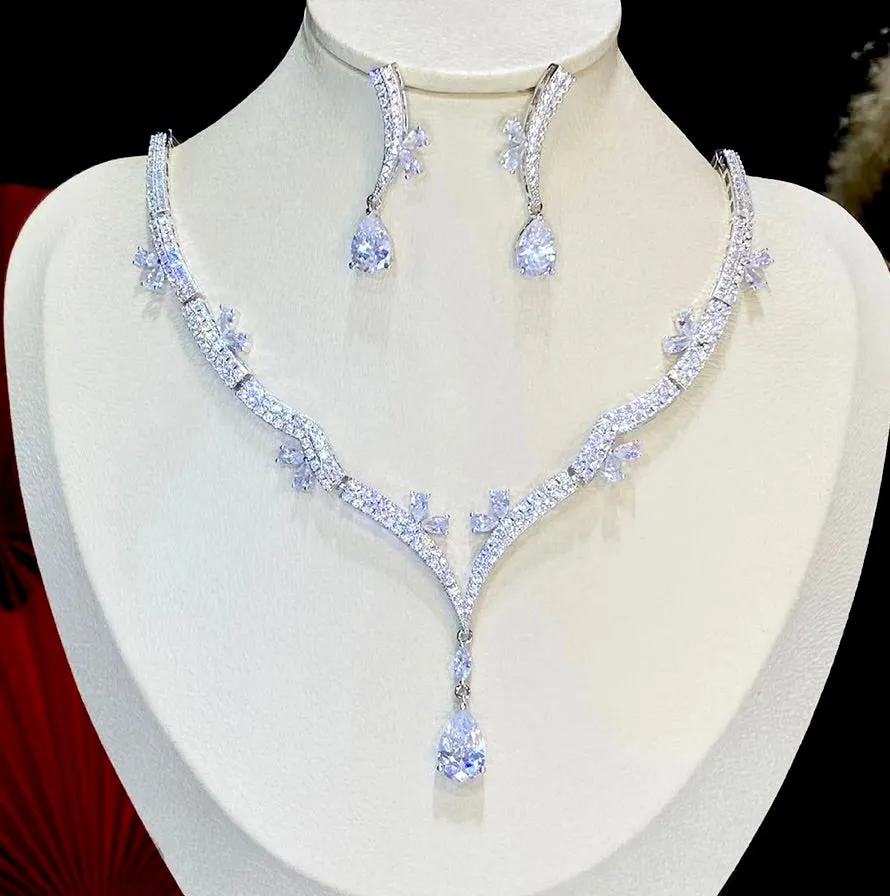 "Annabel" - Silver Cubic Zirconia Bridal Jewelry Set