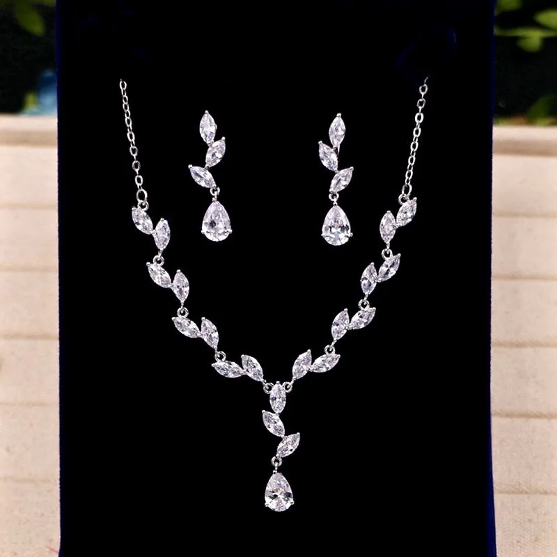 "Ivelina" - Silver Cubic Zirconia Bridal Jewelry Set