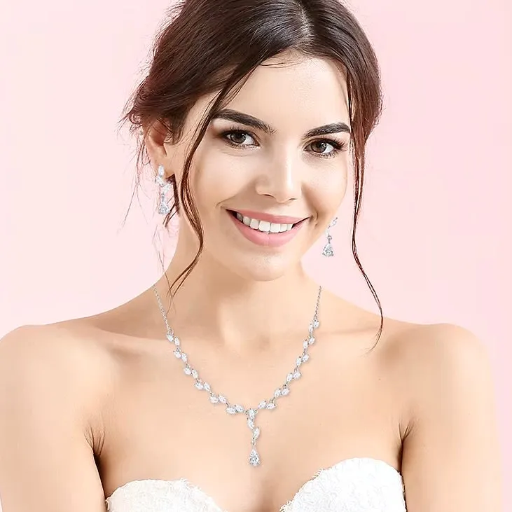"Ivelina" - Silver Cubic Zirconia Bridal Jewelry Set