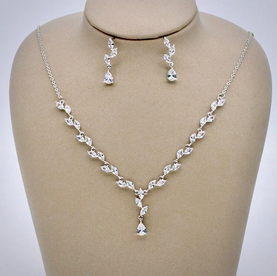 "Ivelina" - Silver Cubic Zirconia Bridal Jewelry Set