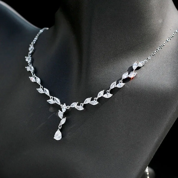 "Ivelina" - Silver Cubic Zirconia Bridal Jewelry Set
