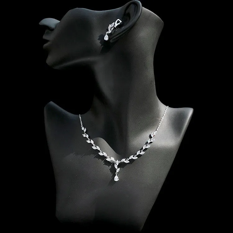 "Ivelina" - Silver Cubic Zirconia Bridal Jewelry Set