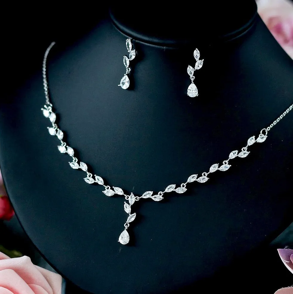 "Ivelina" - Silver Cubic Zirconia Bridal Jewelry Set