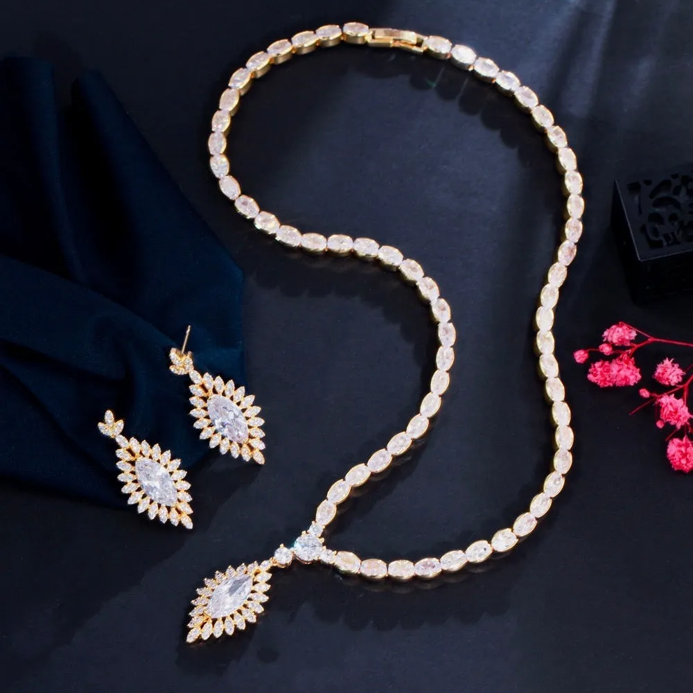 "Luella" - Cubic Zirconia Bridal Jewelry Set - Available in Silver and Gold