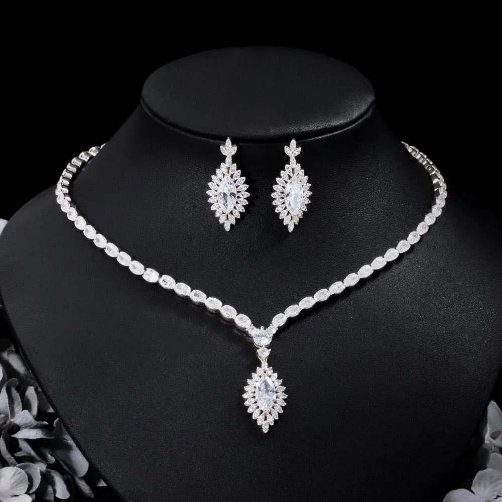"Luella" - Cubic Zirconia Bridal Jewelry Set - Available in Silver and Gold