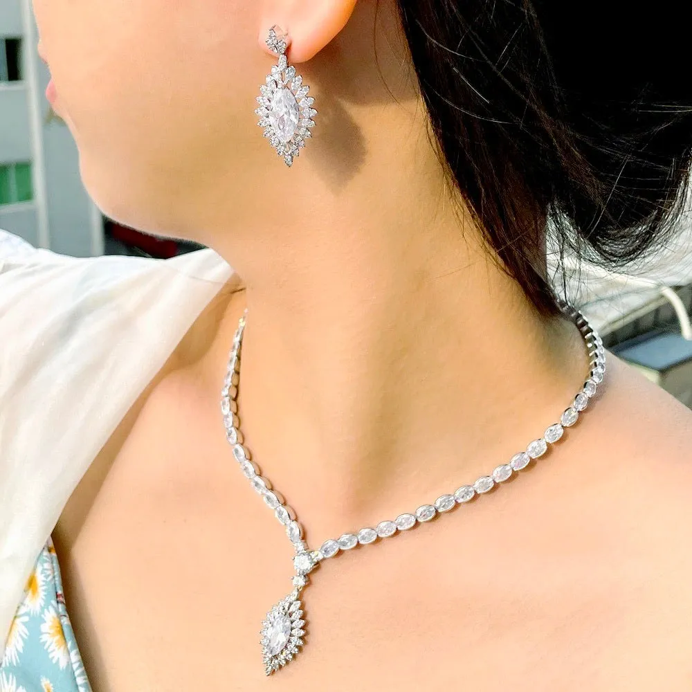 "Luella" - Cubic Zirconia Bridal Jewelry Set - Available in Silver and Gold