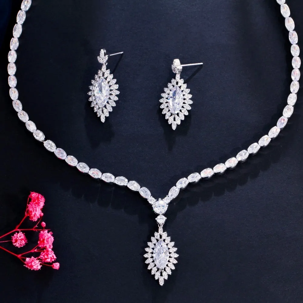 "Luella" - Cubic Zirconia Bridal Jewelry Set - Available in Silver and Gold