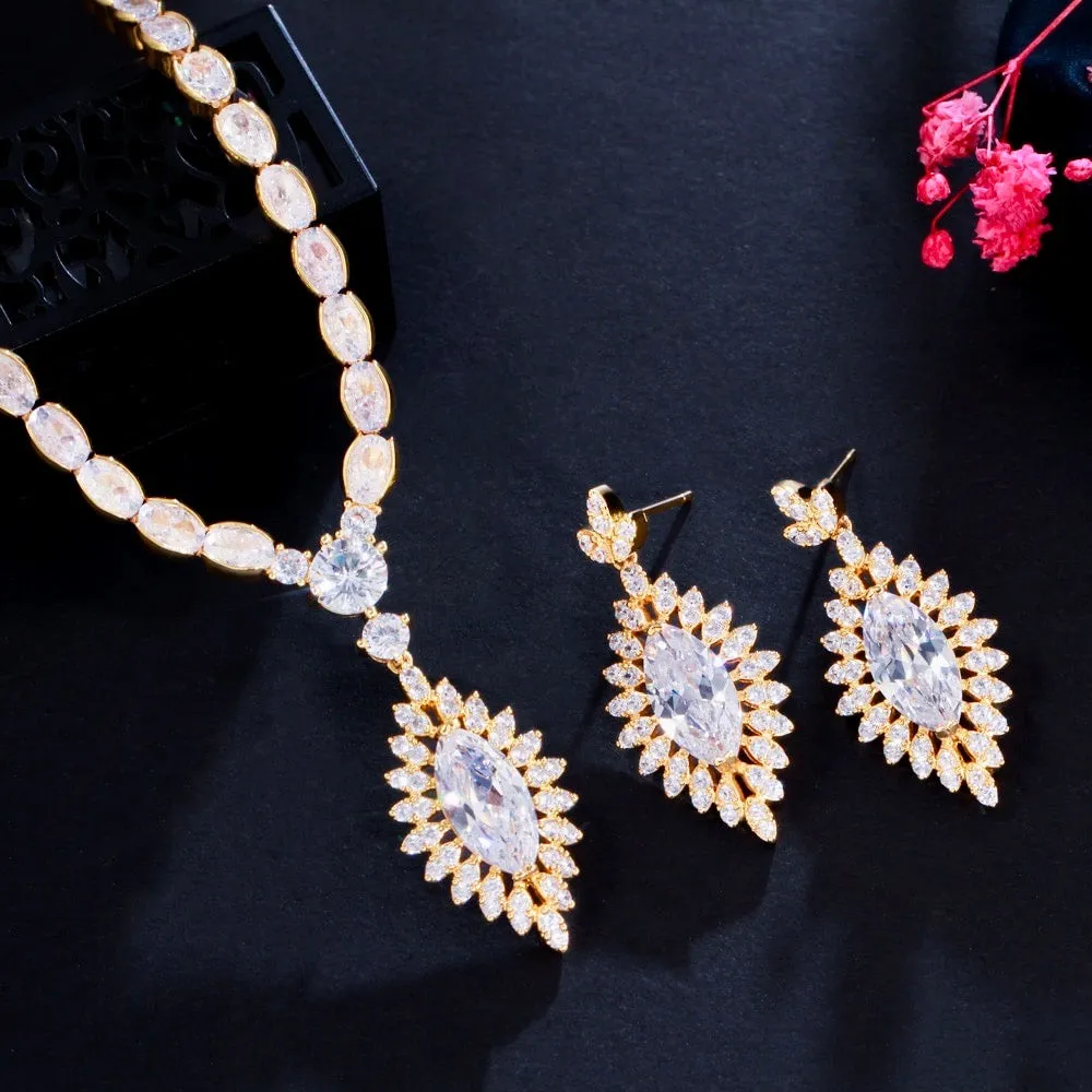 "Luella" - Cubic Zirconia Bridal Jewelry Set - Available in Silver and Gold