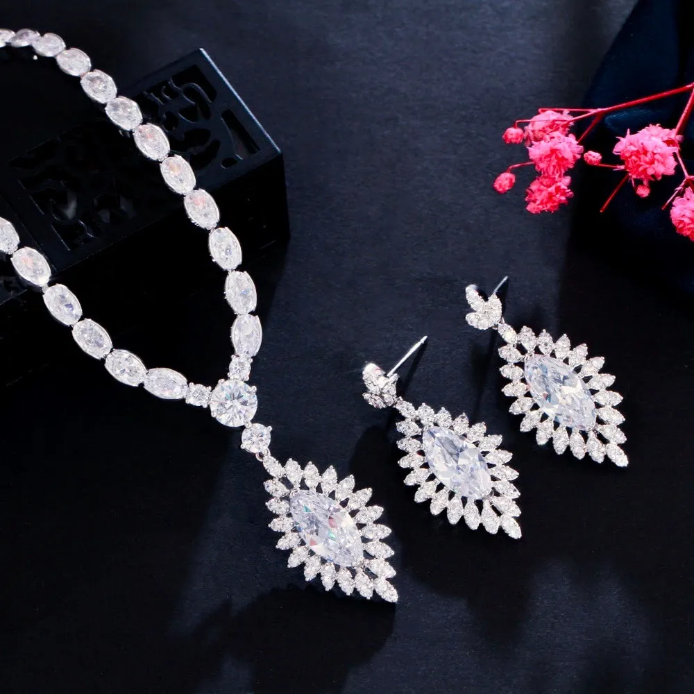 "Luella" - Cubic Zirconia Bridal Jewelry Set - Available in Silver and Gold