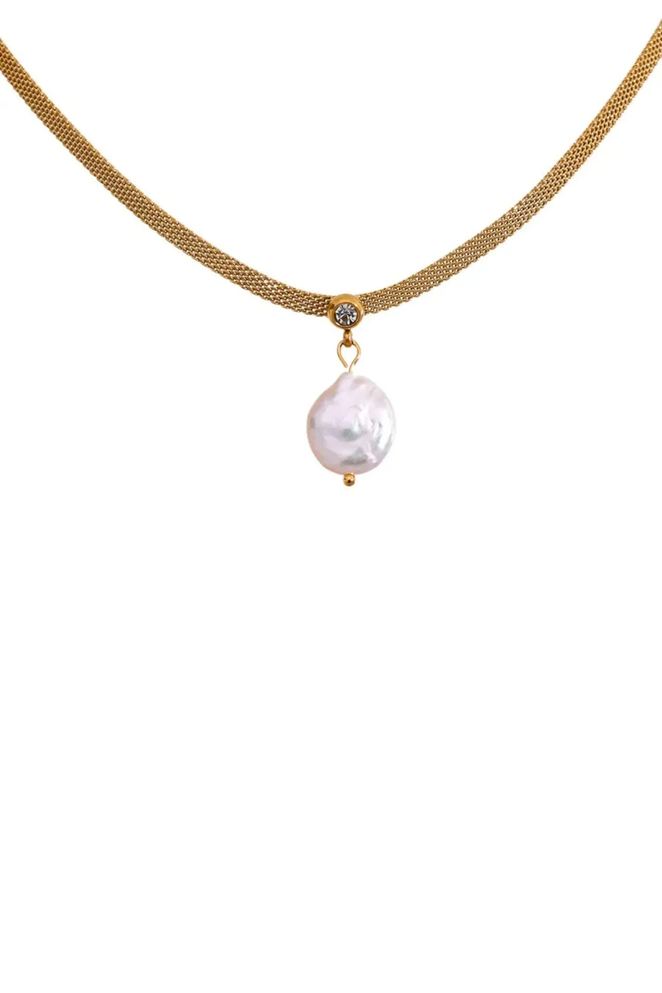 Saoirse Baroque Pearl Mesh Chain Necklace