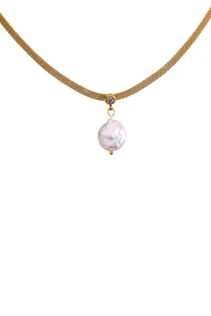 Saoirse Baroque Pearl Mesh Chain Necklace